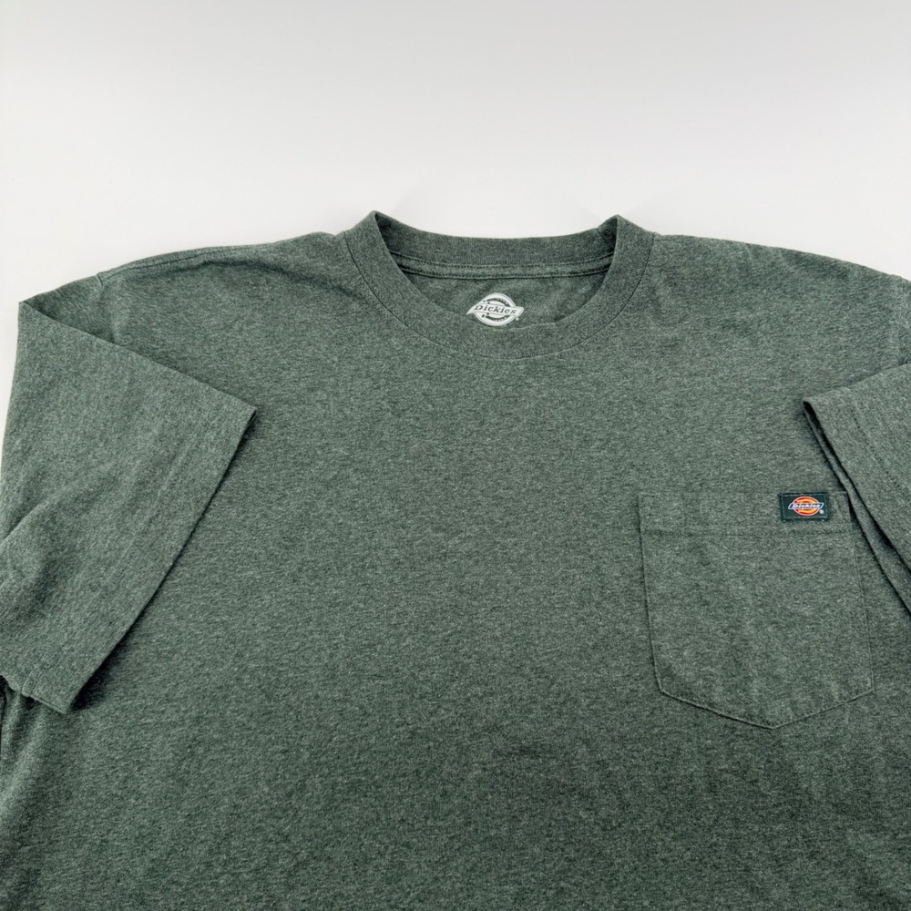 Dickies Pocket T-Shirt Short Sleeve Workwear Heather Green LT Tall Large